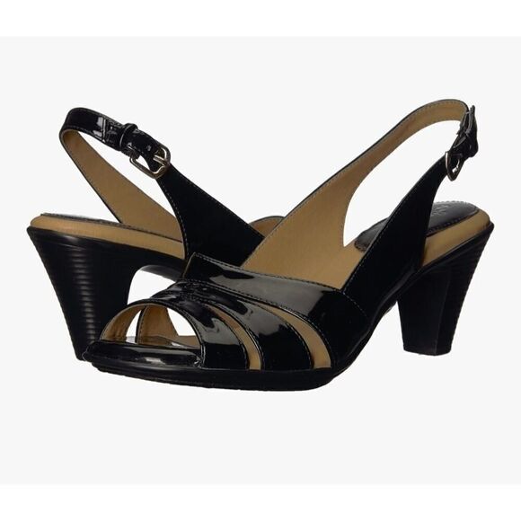 SOFTSPOTS BLACK PEEP-TOE SLINGBACK SANDAL SHOES SIZE US 6 - Picture 2 of 15